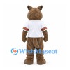 Wolf Mascot Costume in Brown with White Sports Shirt