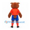 Owl Mascot Costume in Brown with Orange Shirt and Blue Shorts
