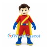 Superhero Boy Mascot Costume with Red Suit and Yellow Cape