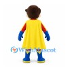 Superhero Boy Mascot Costume with Red Suit and Yellow Cape