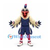 Rooster Mascot Costume in Cream with Navy Basketball Uniform