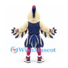 Rooster Mascot Costume in Cream with Navy Basketball Uniform