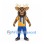 Deer Mascot Costume with Blue and Gold Striped Sports Uniform