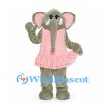 Elephant Mascot Costume in Gray with Pink Dress