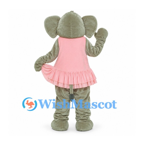 Elephant Mascot Costume in Gray with Pink Dress