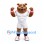 Bear Mascot Costume in Brown with Muscular White Sports Uniform