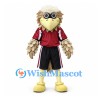Owl Mascot Costume with Layered Beige Feathers and Red Sports Shirt