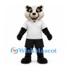 Badger Mascot Costume in Black and White with White Shirt