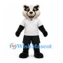 Badger Mascot Costume in Black and White with White Shirt