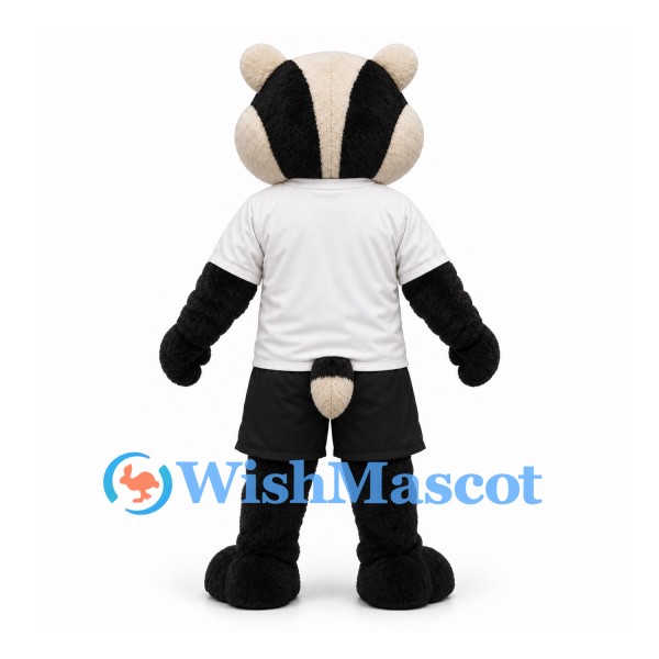 Badger Mascot Costume in Black and White with White Shirt