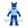 Pegasus Mascot Costume in Blue with White Wings and Light Blue Shirt