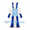 Pegasus Mascot Costume in Blue with White Wings and Light Blue Shirt