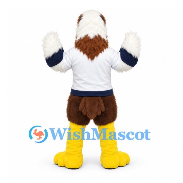 Eagle Mascot Costume in Brown and White with White Shirt