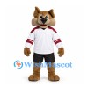 Wildcat Mascot Costume in Brown with White Sports Shirt