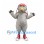 Gray Bird Mascot Costume with Red Aviator Goggles and Sneakers