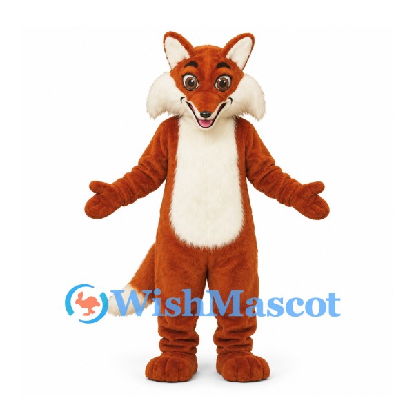 Fox Mascot Costume in Rust Brown with White Chest and Cheeks