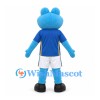 Frog Mascot Costume in Blue with Sports Shirt and White Shorts