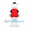 Polar Bear Mascot Costume with Black Bowler Hat and Red Shirt