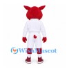 Boar Mascot Costume in Red with White Sports Uniform