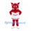 Boar Mascot Costume in Red with White Cheerleader Dress and Hair Bows
