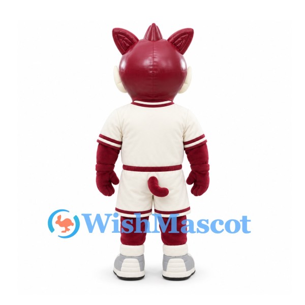 Boar Mascot Costume in Burgundy with Cream Sports Uniform