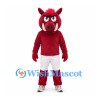 Boar Mascot Costume in Burgundy with Red Shirt and White Shorts