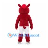 Boar Mascot Costume in Burgundy with Red Shirt and White Shorts