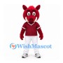 Boar Mascot Costume in Red with Burgundy Shirt and White Pants