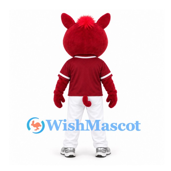 Boar Mascot Costume in Red with Burgundy Shirt and White Pants
