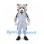 Snow Leopard Mascot Costume with White and Navy Sports Uniform