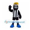 Magpie Mascot Costume with Yellow Cap and Black Striped Sports Shirt