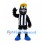 Magpie Mascot Costume with Yellow Cap and Black Striped Sports Shirt