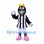 Magpie Mascot Costume with Yellow Bow and Black Striped Cheer Dress