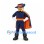 Musketeer Mascot Costume with Navy Hat and Orange Trimmed Cape