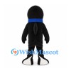Orca Mascot Costume in Black and White with Blue Scarf