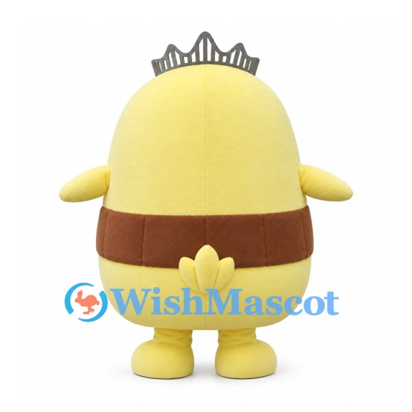 Chick Mascot Costume in Yellow with Silver Crown and Brown Belt