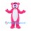 Bear Mascot Costume in Pink with White Belly and Purple Nose