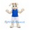 Rabbit Mascot Costume in Cream with Blue Vest and White Shorts