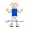 Rabbit Mascot Costume in Cream with Blue Vest and White Shorts