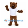 Bear Mascot Costume in Brown with White Shirt