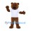 Bear Mascot Costume in Brown with White Shirt