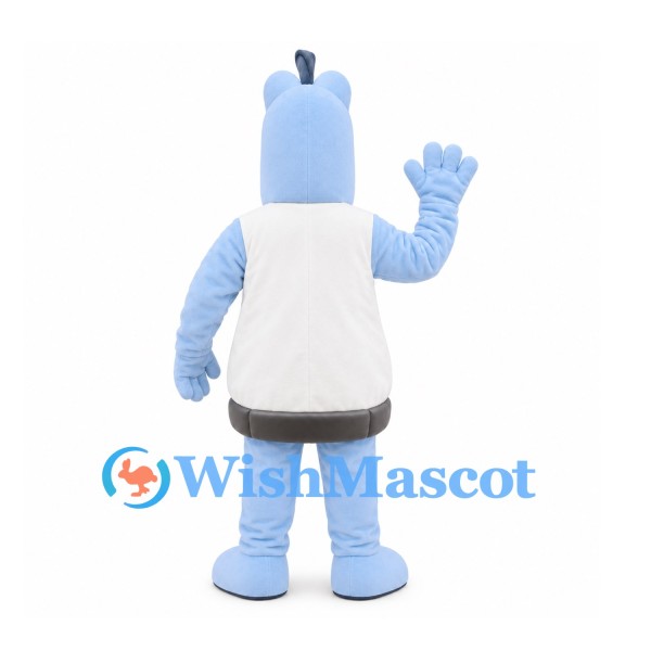 Robot Horse Mascot Costume in Light Blue with Gray Belly Panel