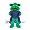 Superhero Dog Mascot Costume in Green with Navy Cape and Eye Mask