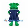 Superhero Dog Mascot Costume in Green with Navy Cape and Eye Mask