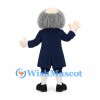 Colonial Gentleman Mascot Costume with Gray Hair and Navy Tailcoat