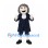 Colonial Gentleman Mascot Costume with Curly Gray Wig and Navy Suit