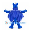 Dragon Mascot Costume in Blue with Wing Cape and White Trim