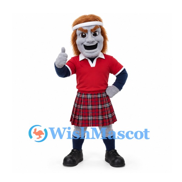 Gorilla Mascot Costume with Red Shirt and Tartan Kilt