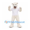 Polar Bear Mascot Costume with White Shirt and Open Mouth