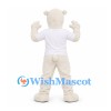 Polar Bear Mascot Costume with White Shirt and Open Mouth